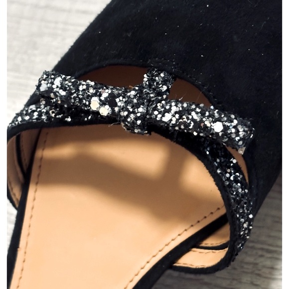 J. Crew Black Vegan Suede Women's Flats Pointed Toe With Embellishments - Picture 5 of 9